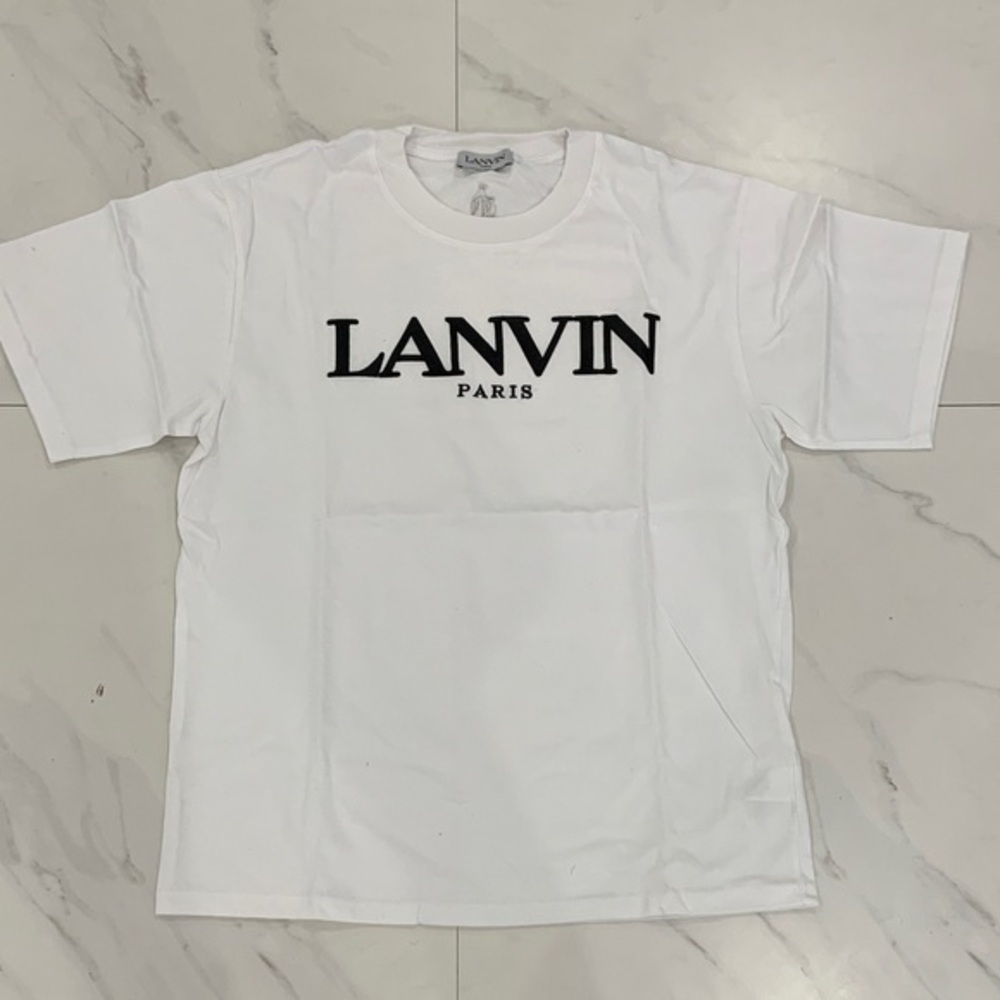 LANVIN Paris Black Logo White T-Shirt Men’s size Small Medium & Large